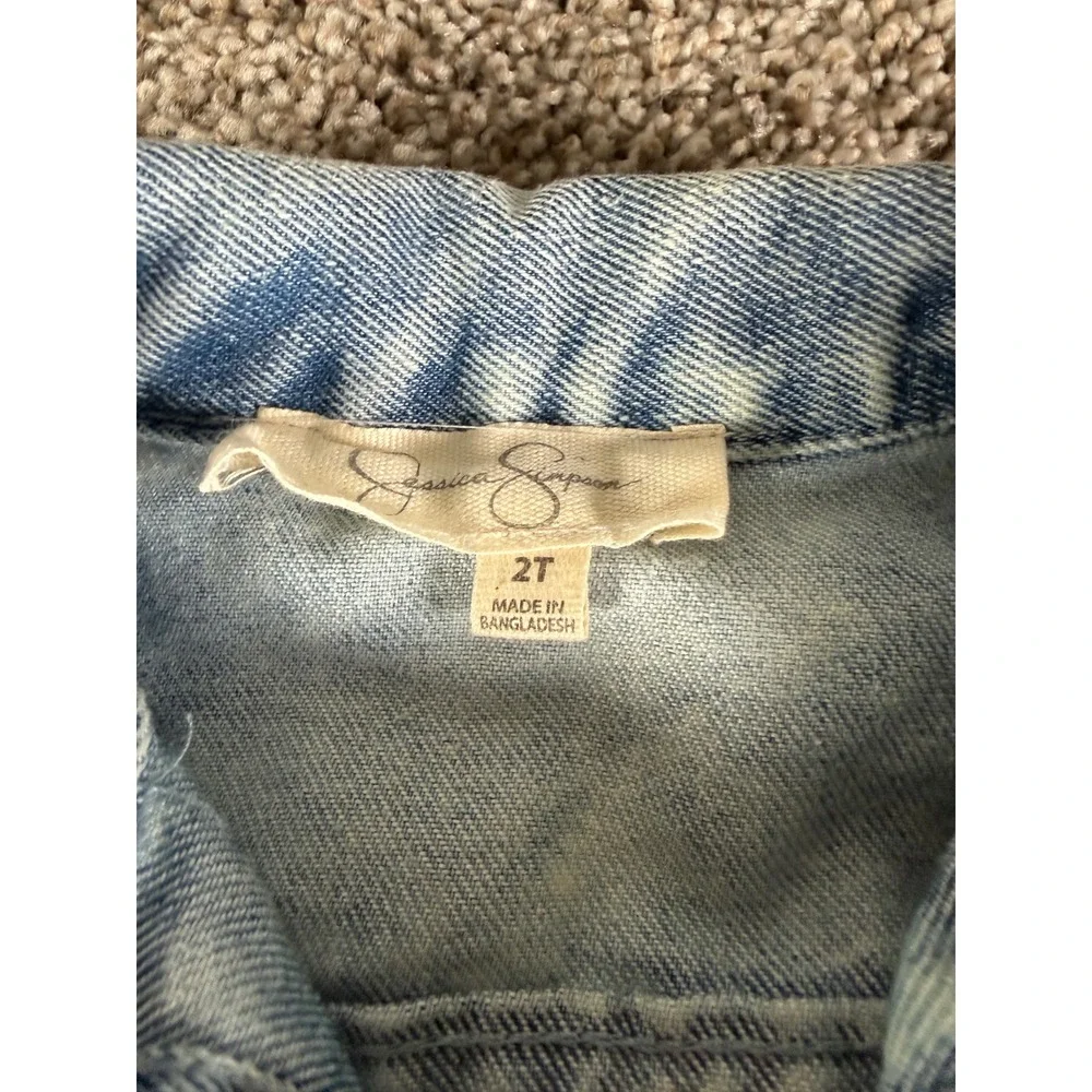Jessica Simpson Toddler Girls Denim Jumpsuit Light Wash Short‎ Sleeve 2T